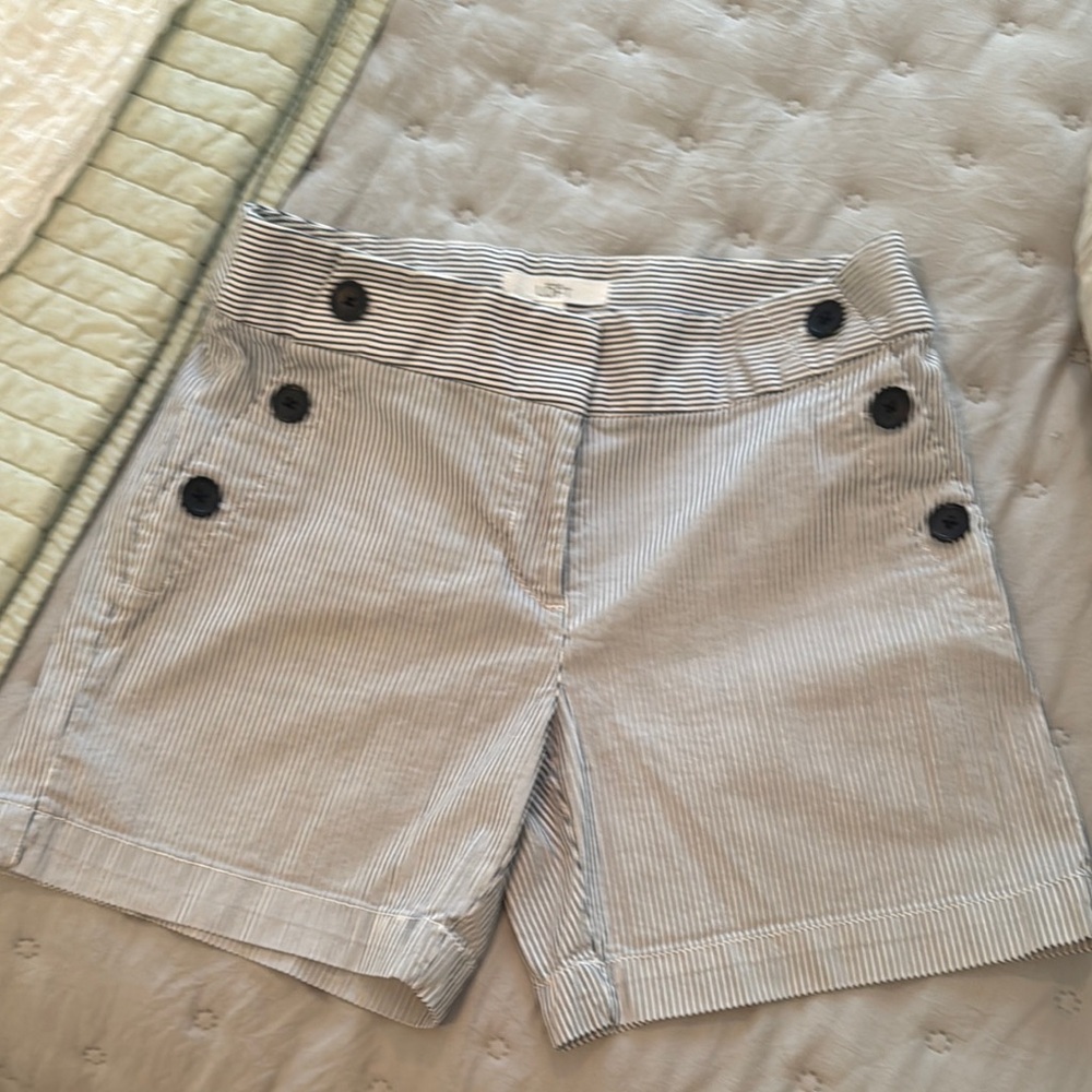LOFT Gray Bermuda Shorts Tailored Cotton Blend